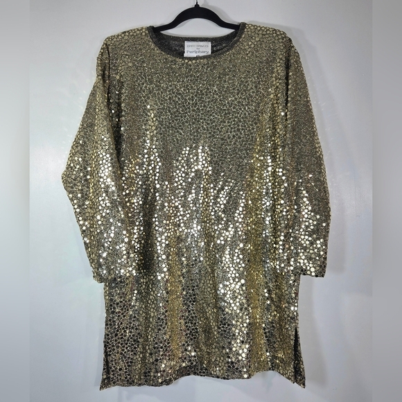 Kathleen Usherwood Tops - VINTAGE KATHLEEN USHERWOOD FOR SAKS FIFTH AVENUE GOLD METALIC SEQUIN TUNIC.